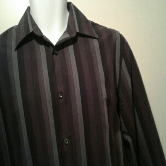 Perry Ellis men's button down shirt purple stripe - Picture 4 of 8